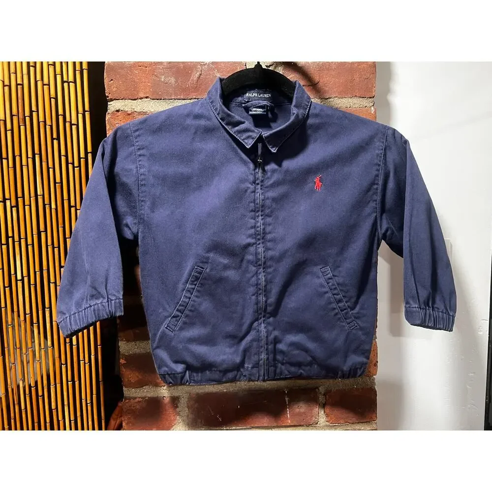 Vintage Polo Ralph Lauren Toddler Boys 2T Harrington Jacket Navy Blue Cotton
